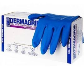 Перчатки DERMAGRIP HIGH RISK, 25 пар/упак, повышенной прочности, смотровые неопудренные, синие
